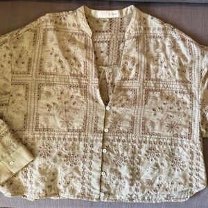 Zara Beige Embroidered Blouse